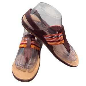 SOREL Women’s Out N About Plus Slingback Thong Sandal Elderberry Leather Size 8